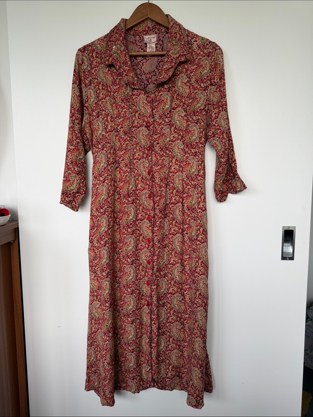 April Cornell Paisley Button-Front Midi Dress - Red Paisley